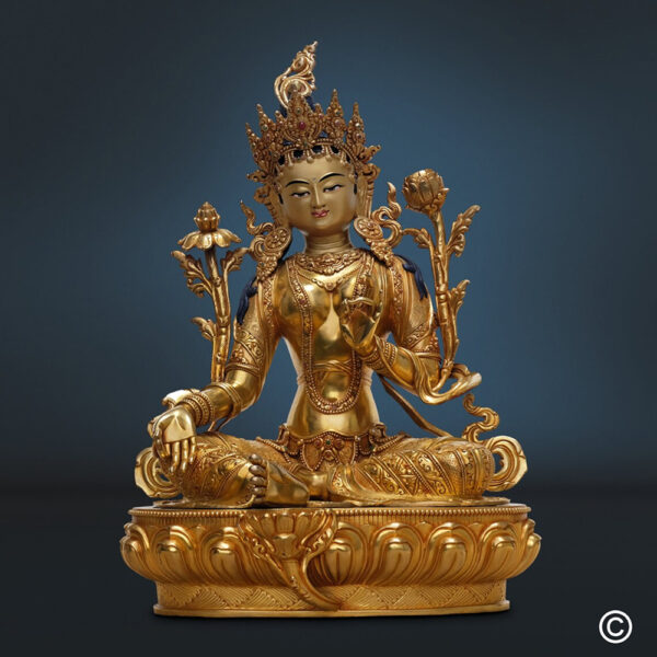 Zielona Tara, posąg Buddy „Najwyższej jakości” Budda Nepal, złote arcydzieło, unikat